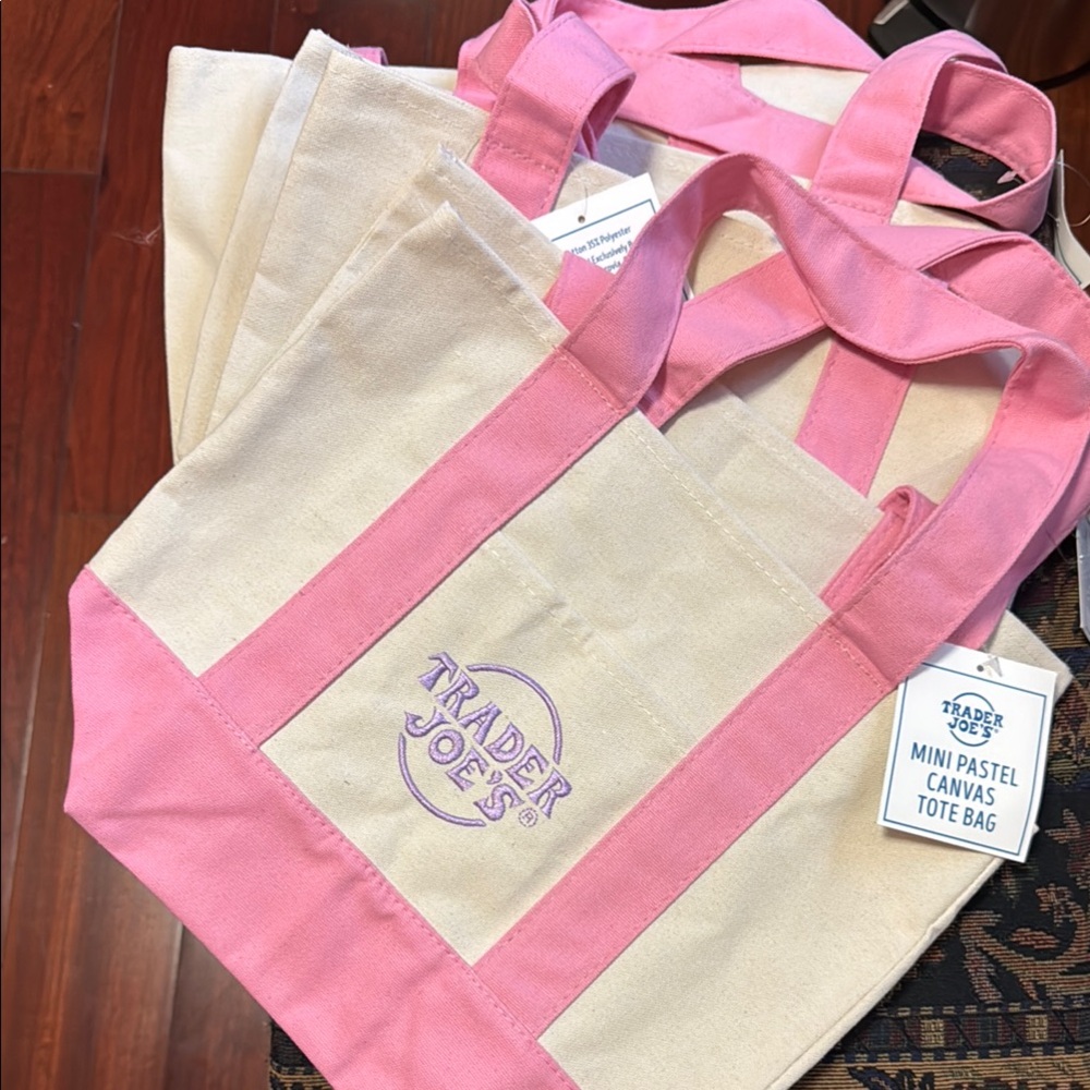NWT - 5 Pink Trader Joe’s mini totes